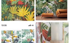 南国の動植物柄のクロス