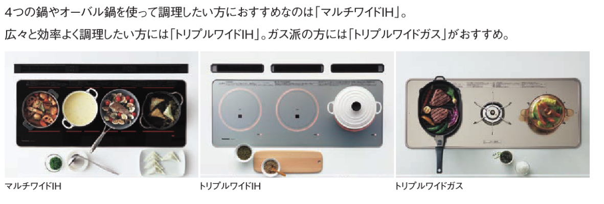 パナソニック キッチン Sクラス トリプルワイドコンロ　説明